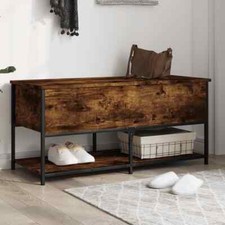 Storage Bench Smoked Oak 100x42.5x47 cm Engineered Wood vidaXL