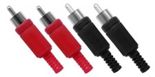 4 x RCA Phono Male Inline Cable Plugs Solder Connectors HiFi Audio Red Black