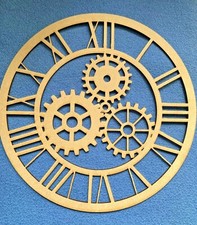Wooden MDF Roman Numeral Cog  Clock Face Blank 25cm and 29cm