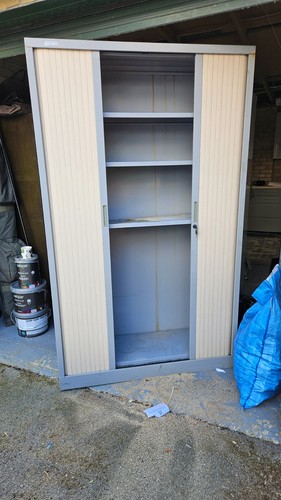 Metal cabinet with tambour - with,