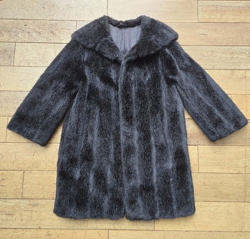 Vintage 70s black faux mink - black,