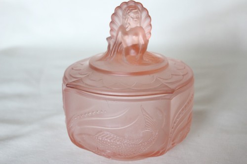 Art deco frosted pink glass - art,