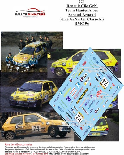 Decals ref 0224 renault - 1/43,