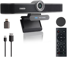 TONGVEO 4K 4X Zoom Webcam for Conference TV Room System + Dual Mics and Speakers