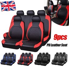 9Pcs Full Set Car Seat Covers PU Leather Front Rear Protector Auto Accessories