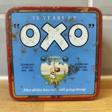 Vintage OXO Red & Blue Sky Tin