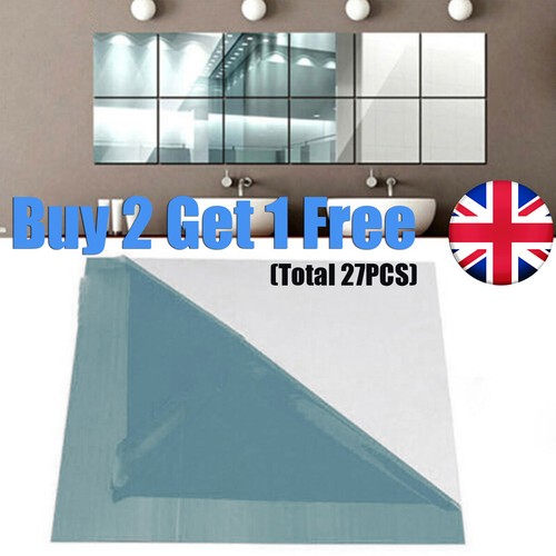 9pc glass mirror tiles wall - glass,