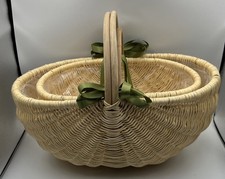 Oval Wicker Baskets x2 Lined