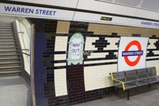 PHOTO  WARREN STREET UNDERGROUND STATION SIGN AND CERAMIC WAY OUT SIGN