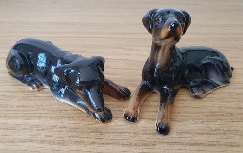 Vintage pair ceramic doberman - pair,