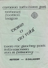 GAA - Derry v Meath 21/2/1982 National Football League McGlinchey Park