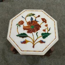 14" Octagon White Marble