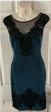 Lipsy Loves Michelle Keegan Green Mesh Lace Applique Trim Bodycon Dress 12