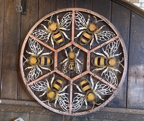 Large coloured metal bee wall - metal,