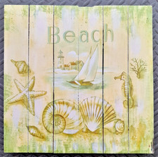 Beach wooden painting sign