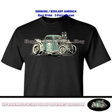 Rat Rod Retro Bones Brigade Pickup Truck Cartoon Car Art Graphic Black T Shirt 