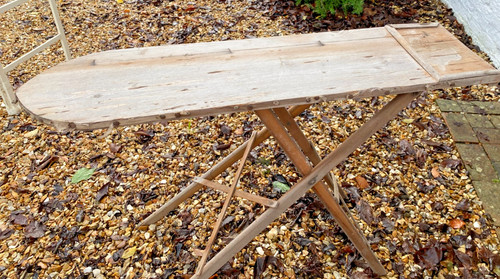 Vintage wooden ironing board - ironing,