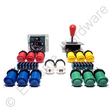2 Player Arcade Control Kit - 2 Bat Top Joysticks, 14 Buttons - MAME, JAMMA