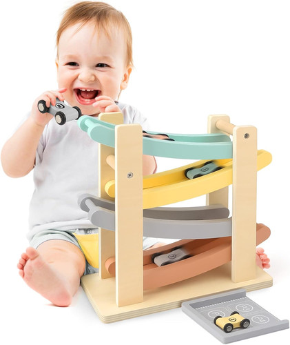 Wooden car ramp toy - wooden, 1-2