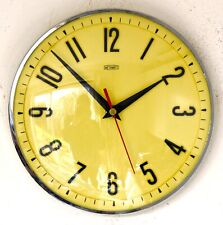 Vintage 21cm Metamec Wall Clock - Yellow Retro Mid Century 1960s Kitchen Clock