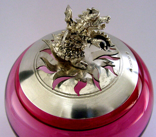 Rare cranberry glass sterling - glass,