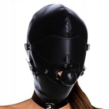 Head Harness Gimp Bondage Hood Mask with Open Mouth Gag BDSM Harness Headgear UK