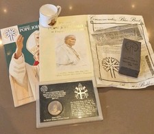 Pope John Paul II 1982 Visit Commemorative Bundle Coin Cup Brick Paperweight 