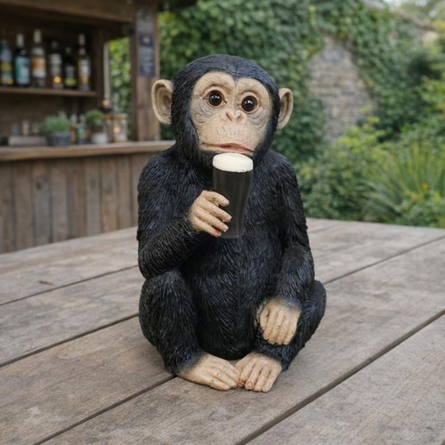 Monkey with beer ornament - monkey,