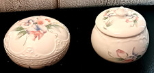 2 x Vintage Aynsley Little Sweetheart Flower Floral Lidded Trinket Pots / Boxes