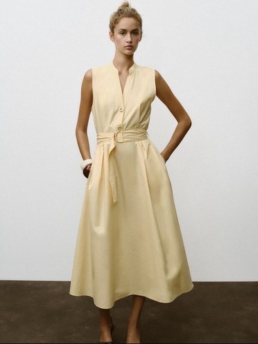 Zara yellow midi dress size - dress,