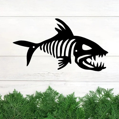 Fish skeleton metal - fish, wall