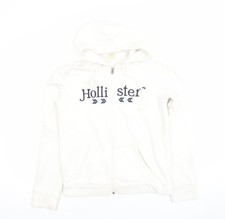 Hollister Women’s White Small Full Zip Hoodie Cotton Blend Casual