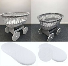 Grey/White Wicker Wheels Crib