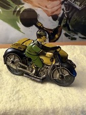 Mettoy AA Motorcycle & Sidecar Vintage Tinplate  Toy 1950s