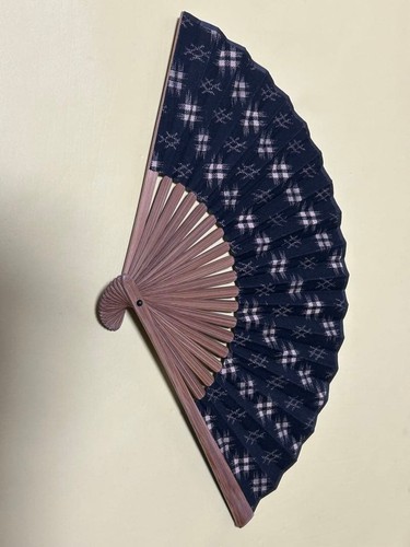 Black plaid bamboo - , fan