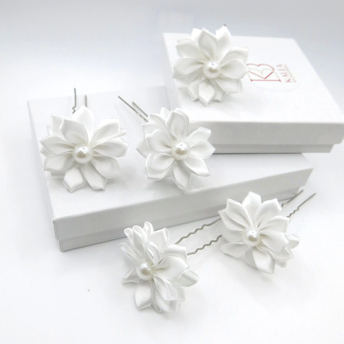 White silk ribbon - 5, pc