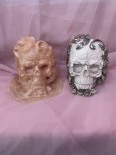 Latex Rubber Mould Skull With Rose Design Ornament Mold DIY Halloween Gothic