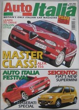 Auto Italia magazine July 1998 featuring Lancia Integrale, Nissan, Ferrari
