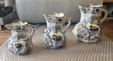 GRADUATED SET OF 3 MASONS PATENT IRONSTONE CHINA HYDRA JUGS