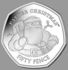 2018 GIBRALTAR Christmas 50p Coin FATHER CHRISTMAS NEW BUNC IN WALLET