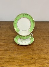Art Deco Green Gold Salisbury Fine Bone China Trio Set Vintage