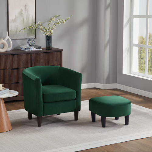 Green velvet accent chair - green,
