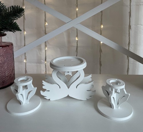 Wooden unity candle holder - candle,
