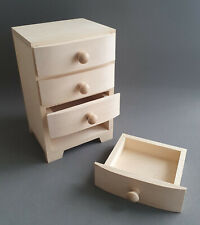 Wooden Box Storage Treasure Jewellery 4 Drawers Decoupage Craft Plain Wood Chest