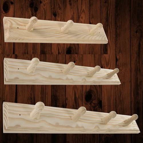 Wooden coat rack hooks holder - wooden,