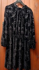 Biba Trending Black Velvet Vintage Lily Iconic Logo Evening Party Dress Size 14