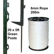 20 X GREEN 5FT POSTS & 6MM
