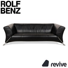 Rolf Benz 322 Leather Three-Seater Black Couch