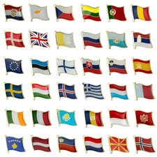 50+ European Countries | National Metal Enamel Flag Pins
