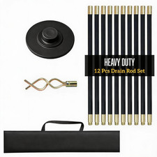 12 Piece Drain Rods Set 9m